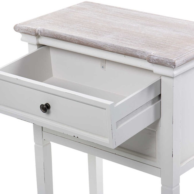 mesita madera blanco natural 53x30x68 cm mesita madera blanco natural 53x30x68 cm