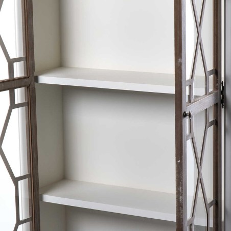 vitrina madera blanco-natural 102x39x191 cm