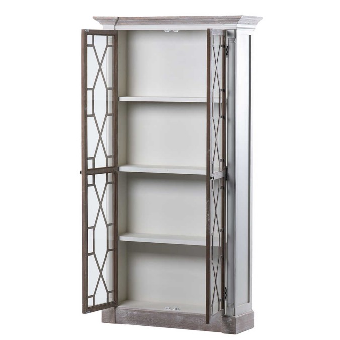 vitrina madera blanco-natural 102x39x191 cm