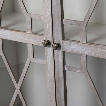 vitrina madera blanco-natural 102x39x191 cm