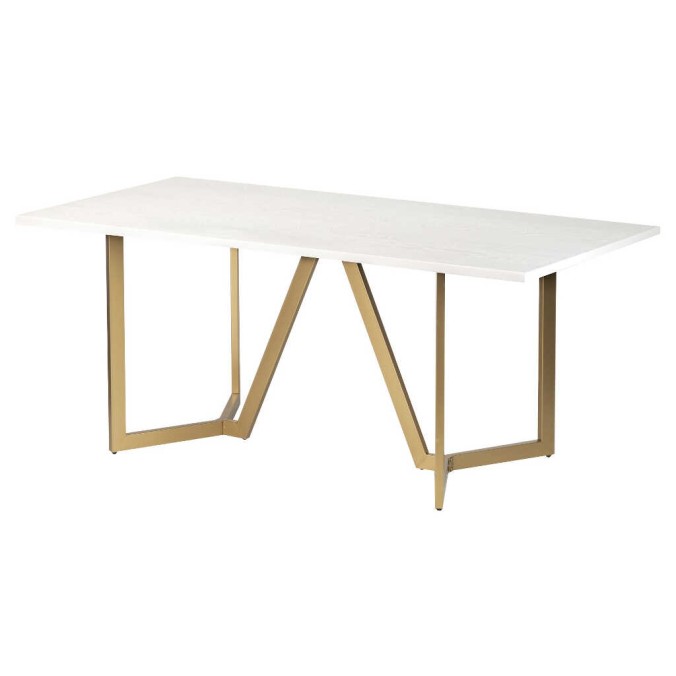 mesa comedor mdf metal blanca dorada 180x90x75 cm