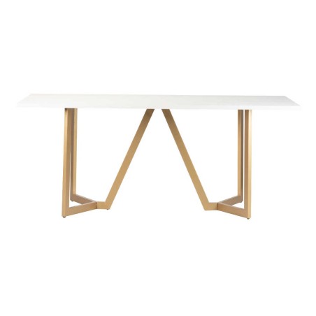 mesa comedor mdf metal blanca dorada 180x90x75 cm