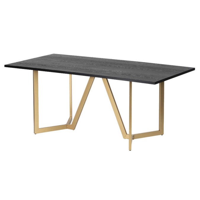 mesa comedor mdf metal negra dorada 180x90x75 cm
