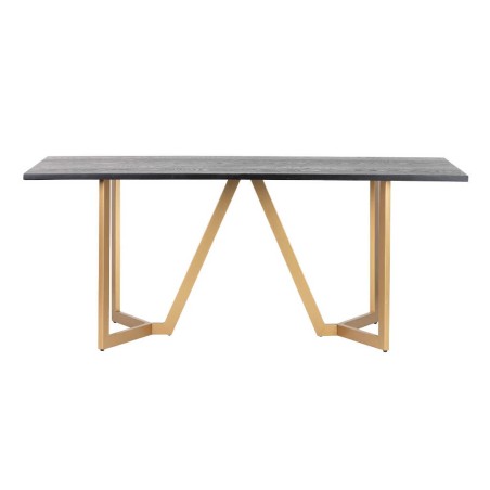 mesa comedor mdf metal negra dorada 180x90x75 cm