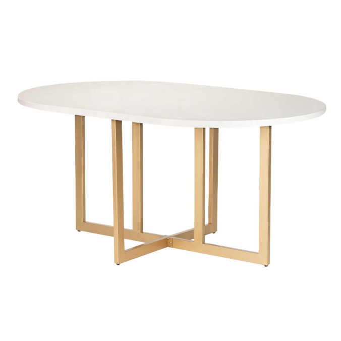 mesa comedor mdf metal blanca dorada 160x100x75 cm