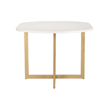 mesa comedor mdf metal blanca dorada 160x100x75 cm