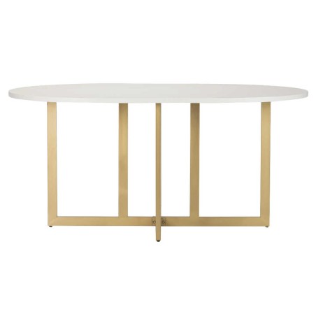 mesa comedor mdf metal blanca dorada 160x100x75 cm