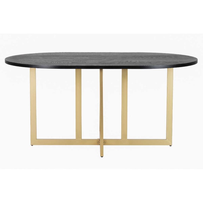 mesa comedor mdf metal negro dorado 160x100x75 cm