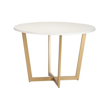 mesa comedor mdf metal blanca dorada 110x110x75cm