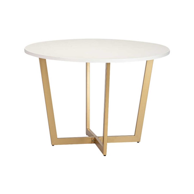 mesa comedor mdf metal blanca dorada 110x110x75cm 