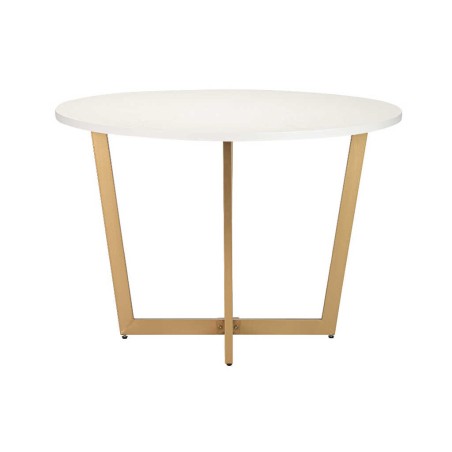 mesa comedor mdf metal blanca dorada 110x110x75cm 