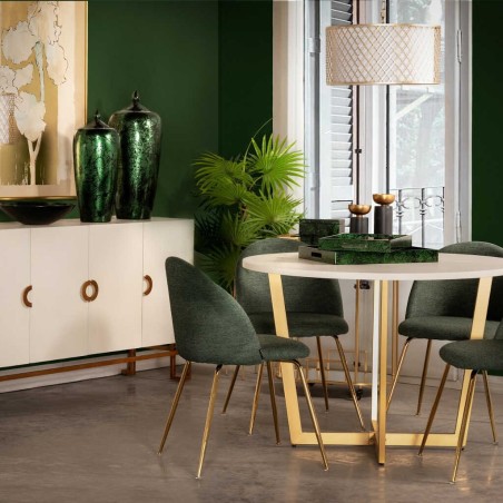 mesa comedor mdf metal blanca dorada 110x110x75cm 