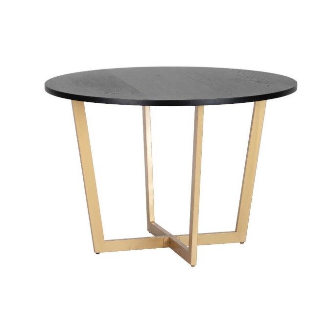 mesa comedor mdf metal negra dorada 110x110x75 cm 