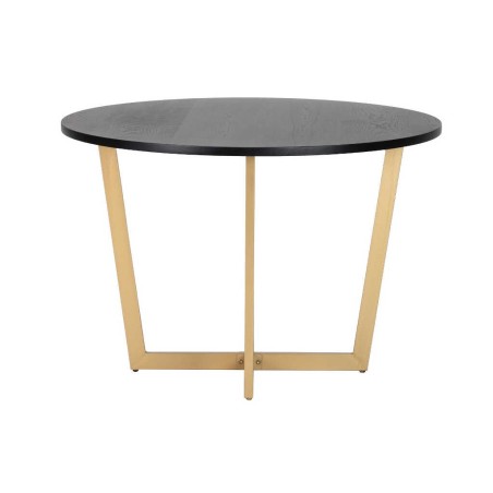 mesa comedor mdf metal negra dorada 110x110x75 cm 