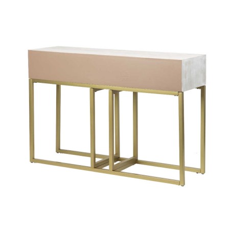 consola madera-metal blanco-dorado 120x35x81 cm