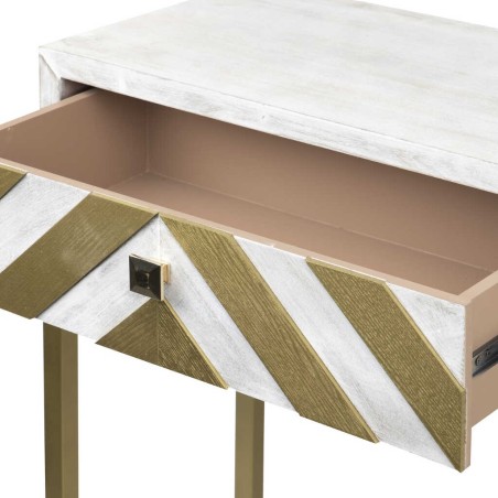 consola madera-metal blanco-dorado 120x35x81 cm