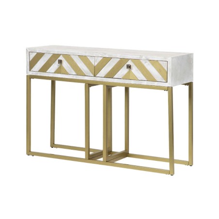consola madera-metal blanco-dorado 120x35x81 cm