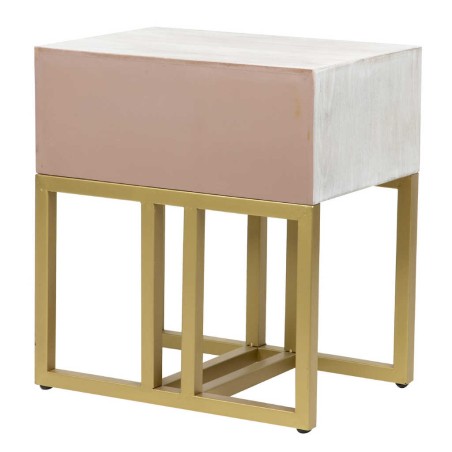 mesita madera-metal blanco-dorado 50x34x55 cm