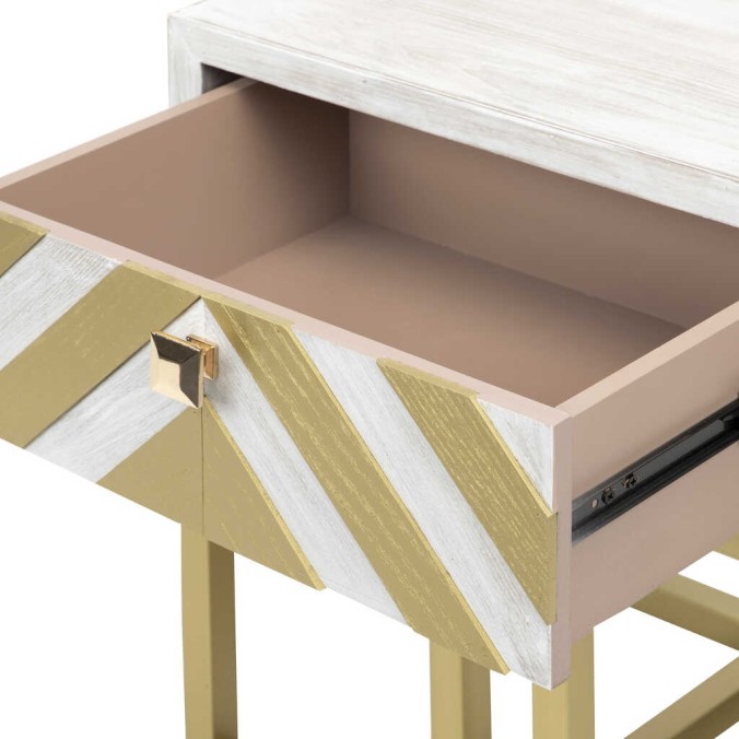 mesita madera-metal blanco-dorado 50x34x55 cm mesita madera-metal blanco-dorado 50x34x55 cm