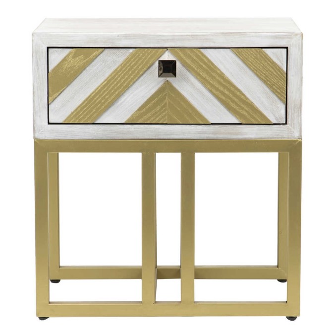 mesita madera-metal blanco-dorado 50x34x55 cm mesita madera-metal blanco-dorado 50x34x55 cm