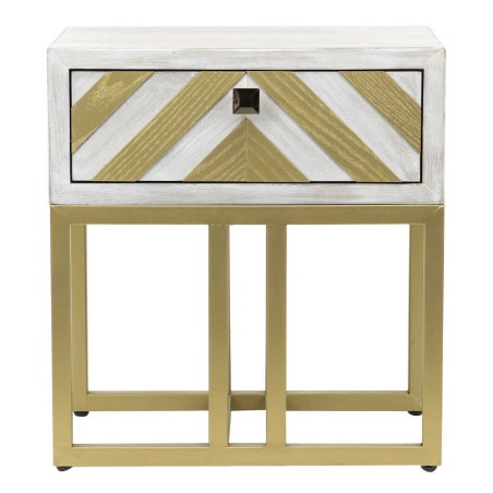 mesita madera-metal blanco-dorado 50x34x55 cm