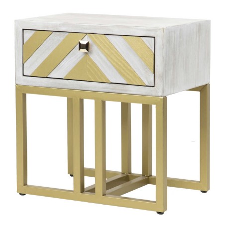 mesita madera-metal blanco-dorado 50x34x55 cm