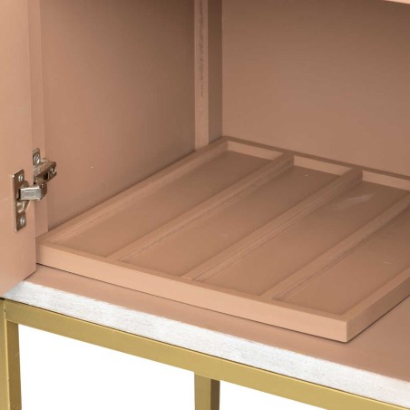 cabinet madera-metal blanco-dorado 100x45x160 cm