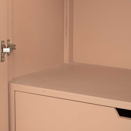 cabinet madera-metal blanco-dorado 100x45x160 cm