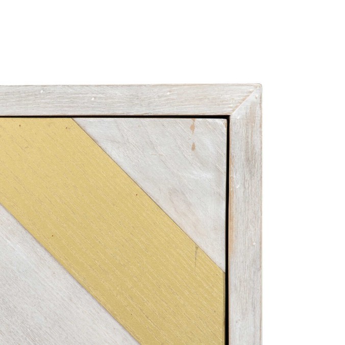 cabinet madera-metal blanco-dorado 100x45x160 cm