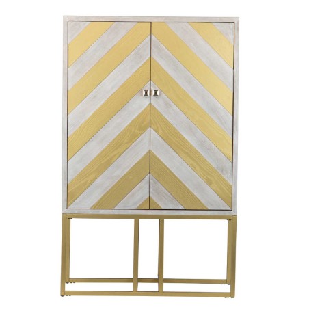 cabinet madera-metal blanco-dorado 100x45x160 cm