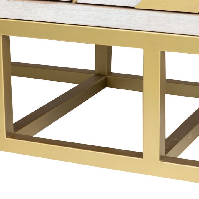 aparador madera-metal blanco-dorado 140x40x82 cm