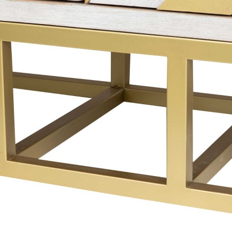 aparador madera-metal blanco-dorado 140x40x82 cm