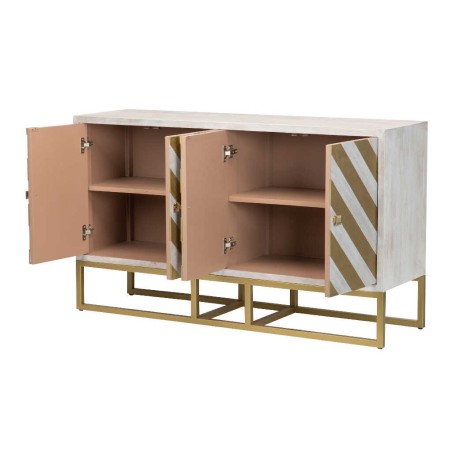 aparador madera-metal blanco-dorado 140x40x82 cm