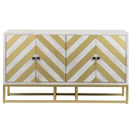 aparador madera-metal blanco-dorado 140x40x82 cm