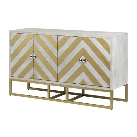 aparador madera-metal blanco-dorado 140x40x82 cm
