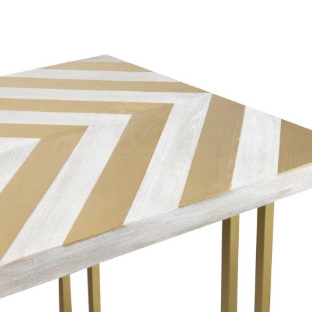 mesa comedor madera-metal blan.-dora. 180x90x77 cm