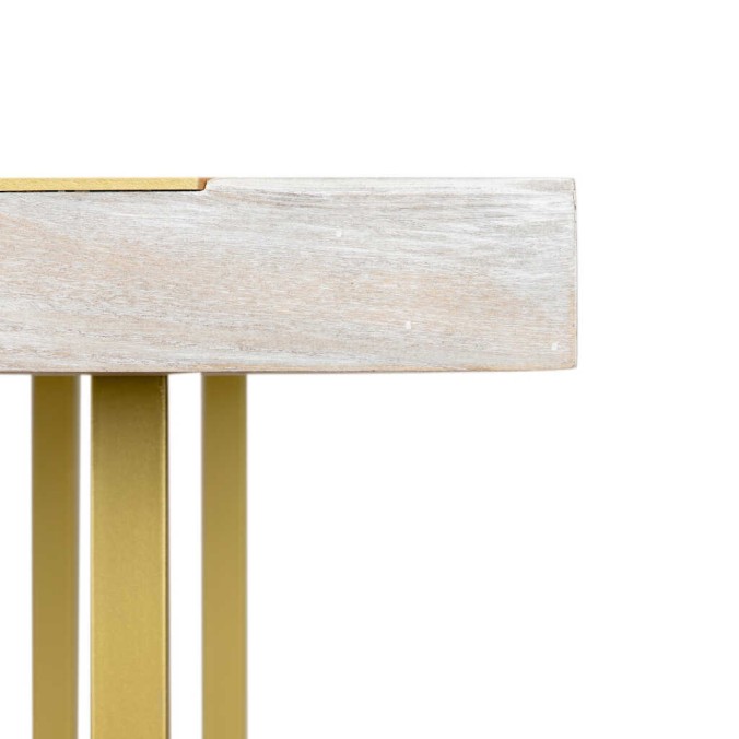 mesa comedor madera-metal blan.-dora. 180x90x77 cm