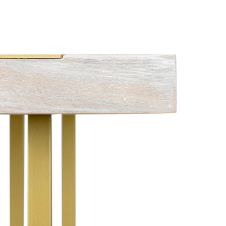 mesa comedor madera-metal blan.-dora. 180x90x77 cm
