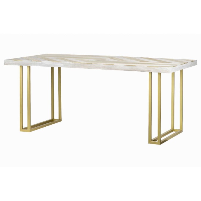 mesa comedor madera-metal blan.-dora. 180x90x77 cm