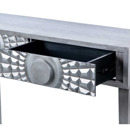 consola 2 cajones madera plata 120x35x80 cm