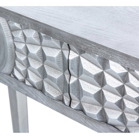 consola 2 cajones madera plata 120x35x80 cm