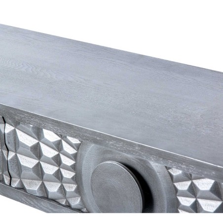 consola 2 cajones madera plata 120x35x80 cm