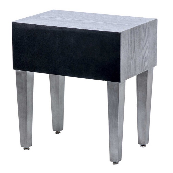 mesita 1 cajon  madera plata 50x34x55 cm