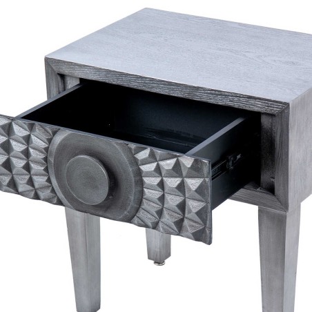 mesita 1 cajon  madera plata 50x34x55 cm