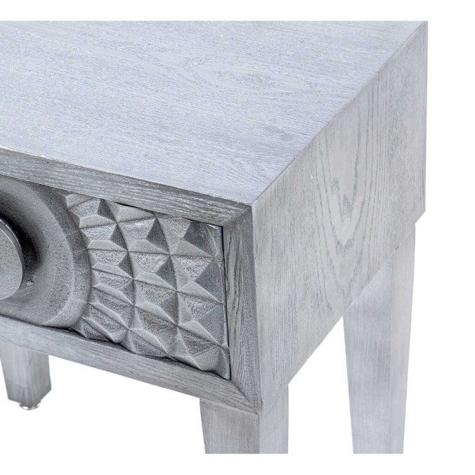 mesita 1 cajon  madera plata 50x34x55 cm