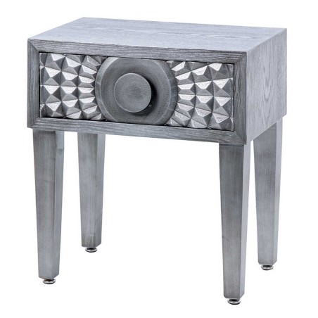 mesita 1 cajon  madera plata 50x34x55 cm