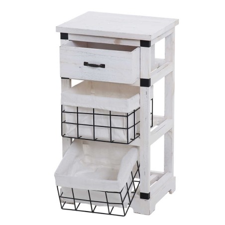 mesita madera / hierro 3 cajones 32x26x57 cm