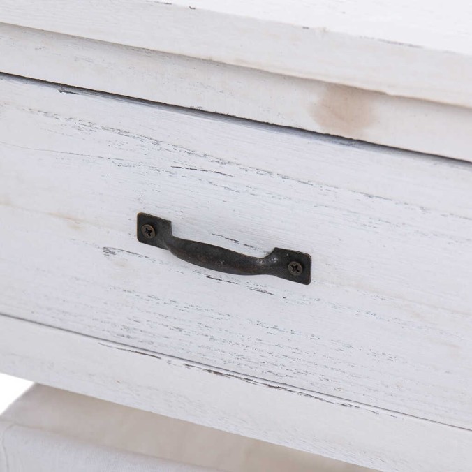 mesita madera / hierro 3 cajones 32x26x57 cm