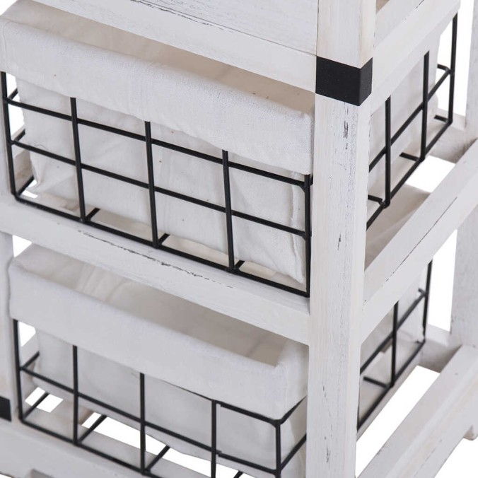 mesita madera / hierro 3 cajones 32x26x57 cm