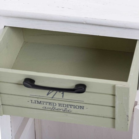 mesita madera blanco / verde 40x29x74 cm